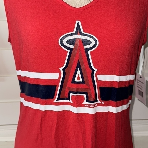 Los Angeles Angels G-III 4Her by Carl Banks Red/Navy Opening Day Maxi Dress - Picture 9 of 13